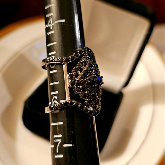 1.84 CTW Black Spinel BBJ 925 Sterling Silver Cocktail Ring Size 6 R1P22 - Picture 11 of 12